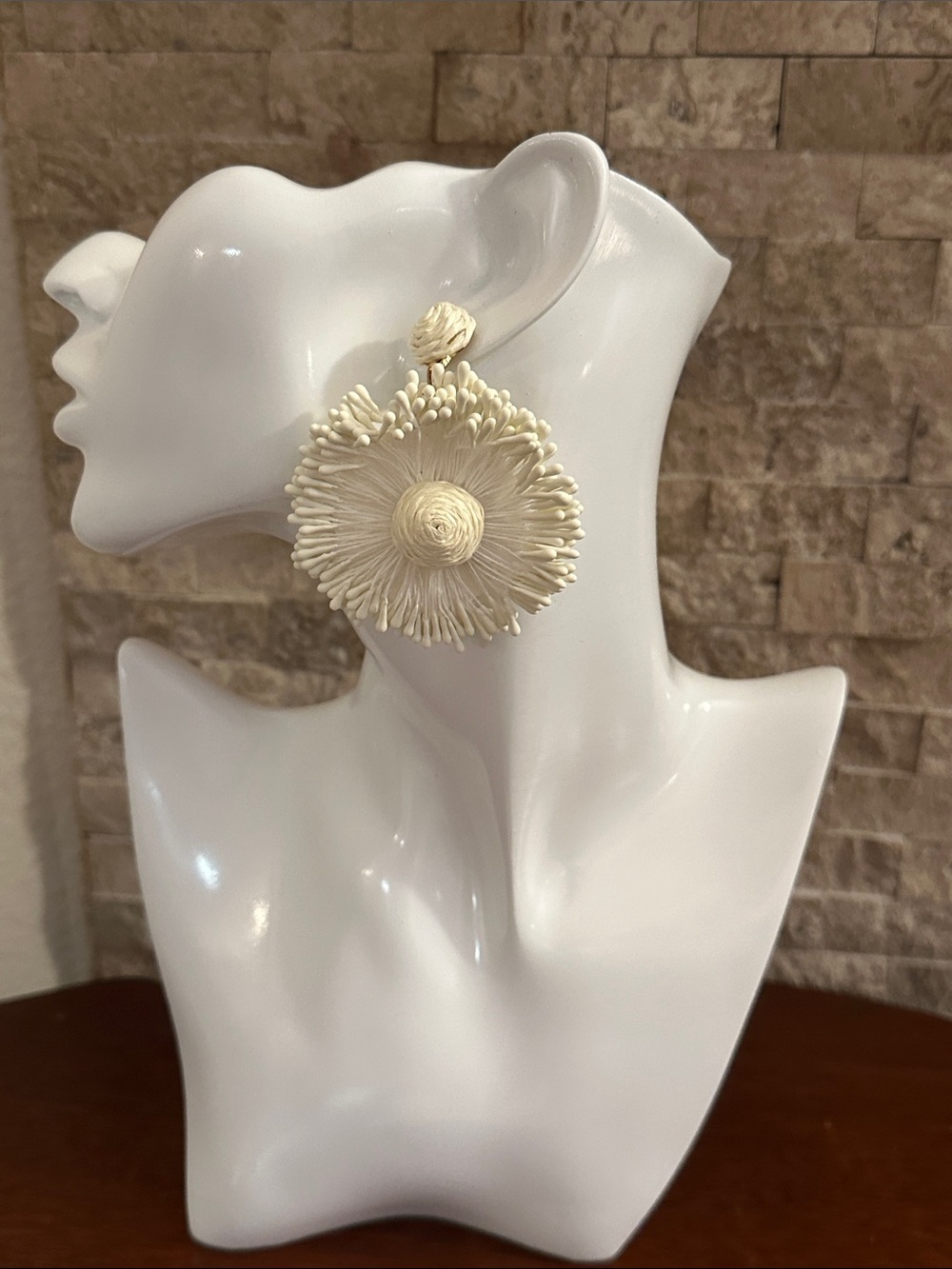 Handcrafted Cream Floral Drop Earrings for Women